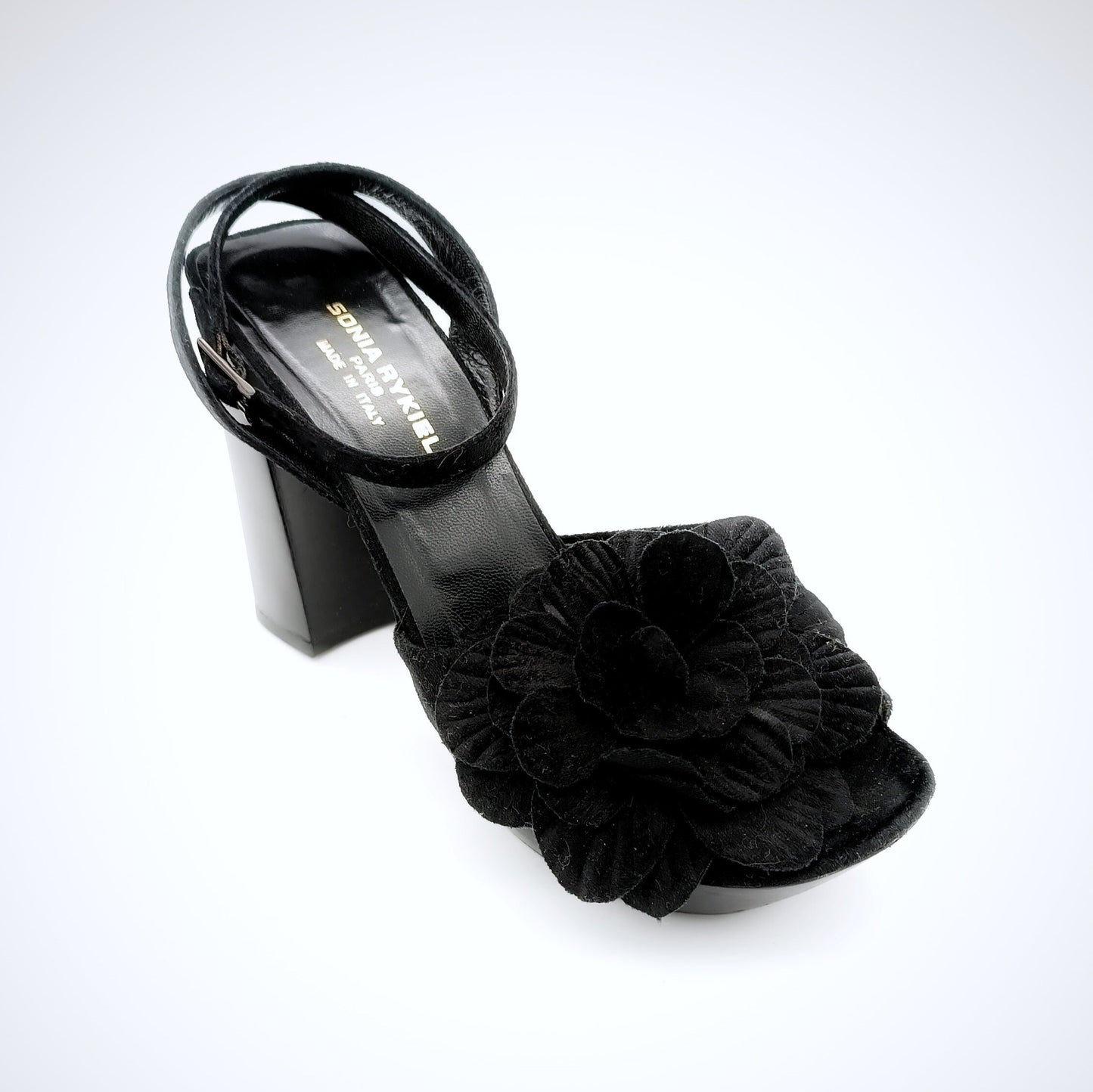 SONIA RYKIEL Designer Sandalette, Leder/Samt, schwarz, Größe 39