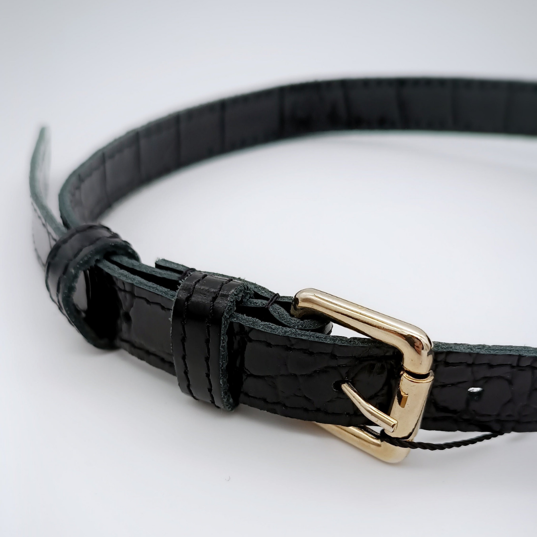 FABIENNE CHAPOT Gürteltasche, Krokodilsleder, schwarz