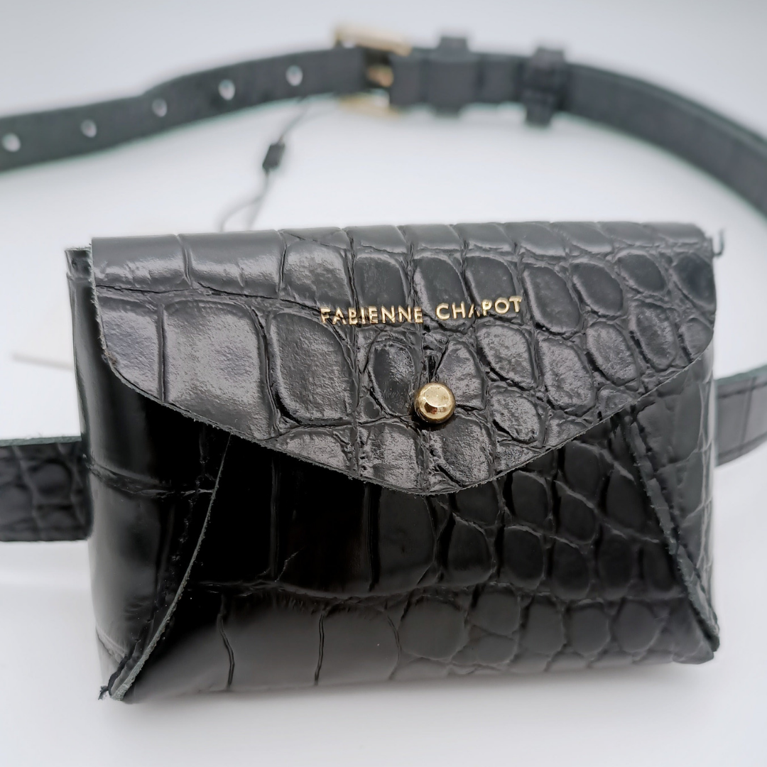 FABIENNE CHAPOT Gürteltasche, Krokodilsleder, schwarz