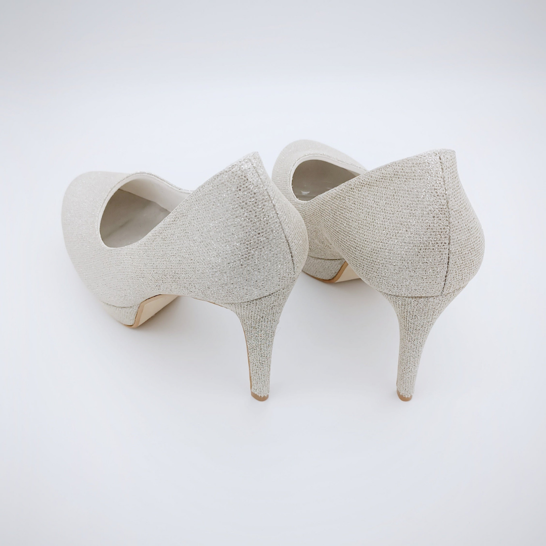 FIARUCCI Plateau Schuhe, Pumps, Brautschuhe, Silber Metallic, High Heels