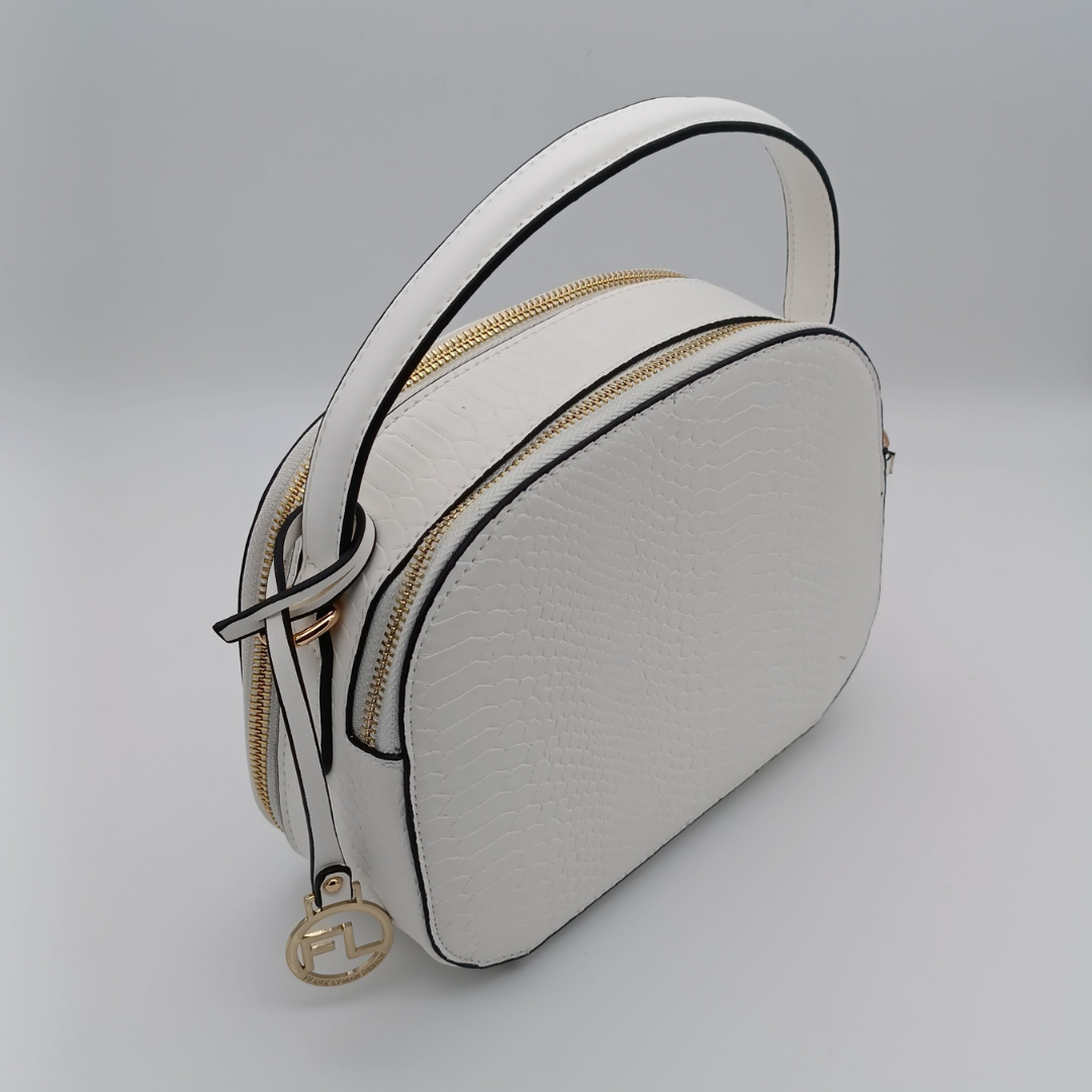 FRANK LYMAN Handtasche, Weiss, veganes Leder, mit langem Trageriemen, zwei Fächer