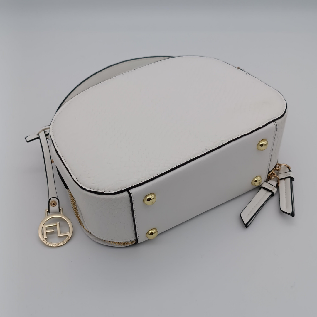 FRANK LYMAN Handtasche, Weiss, veganes Leder, mit langem Trageriemen, zwei Fächer