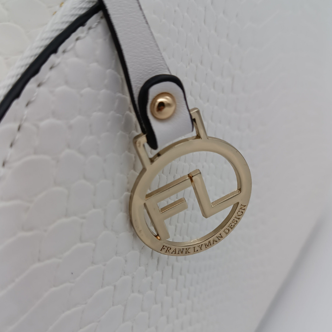 FRANK LYMAN Handtasche, Weiss, veganes Leder, mit langem Trageriemen, zwei Fächer