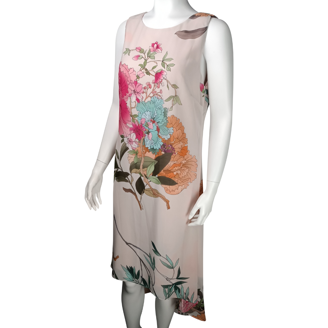FRANK LYMAN Kleid mit Blumenmuster, rötliches Beige