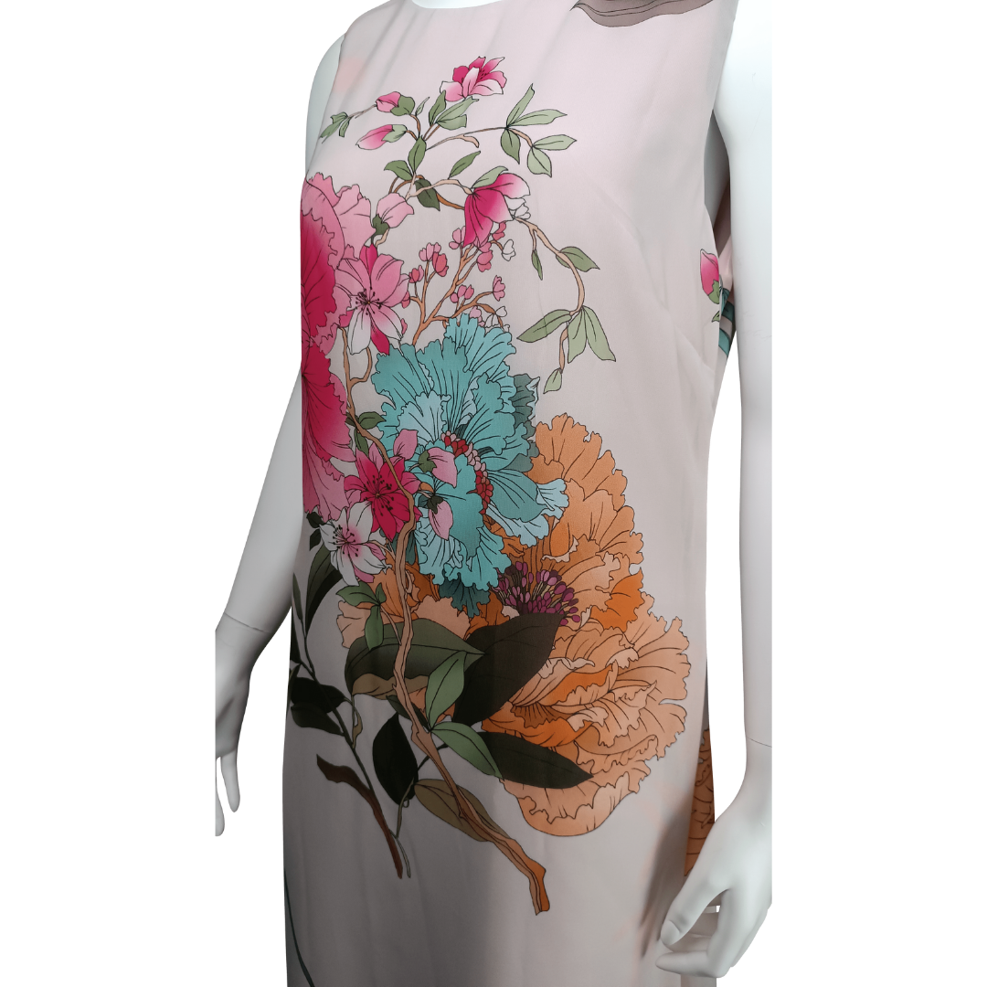 FRANK LYMAN Kleid mit Blumenmuster, rötliches Beige