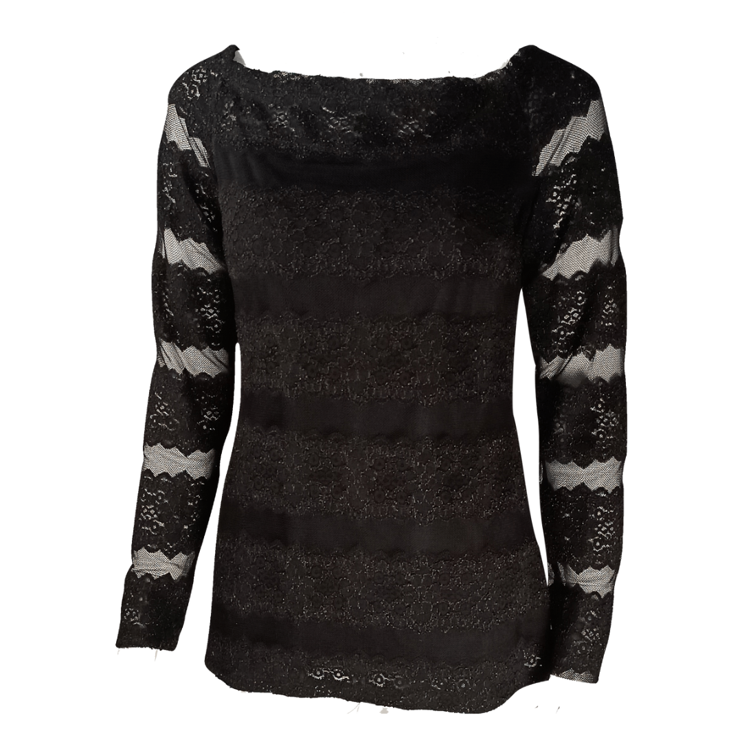 FRANK LYMAN Spitzenshirt/Oberteil, schwarz