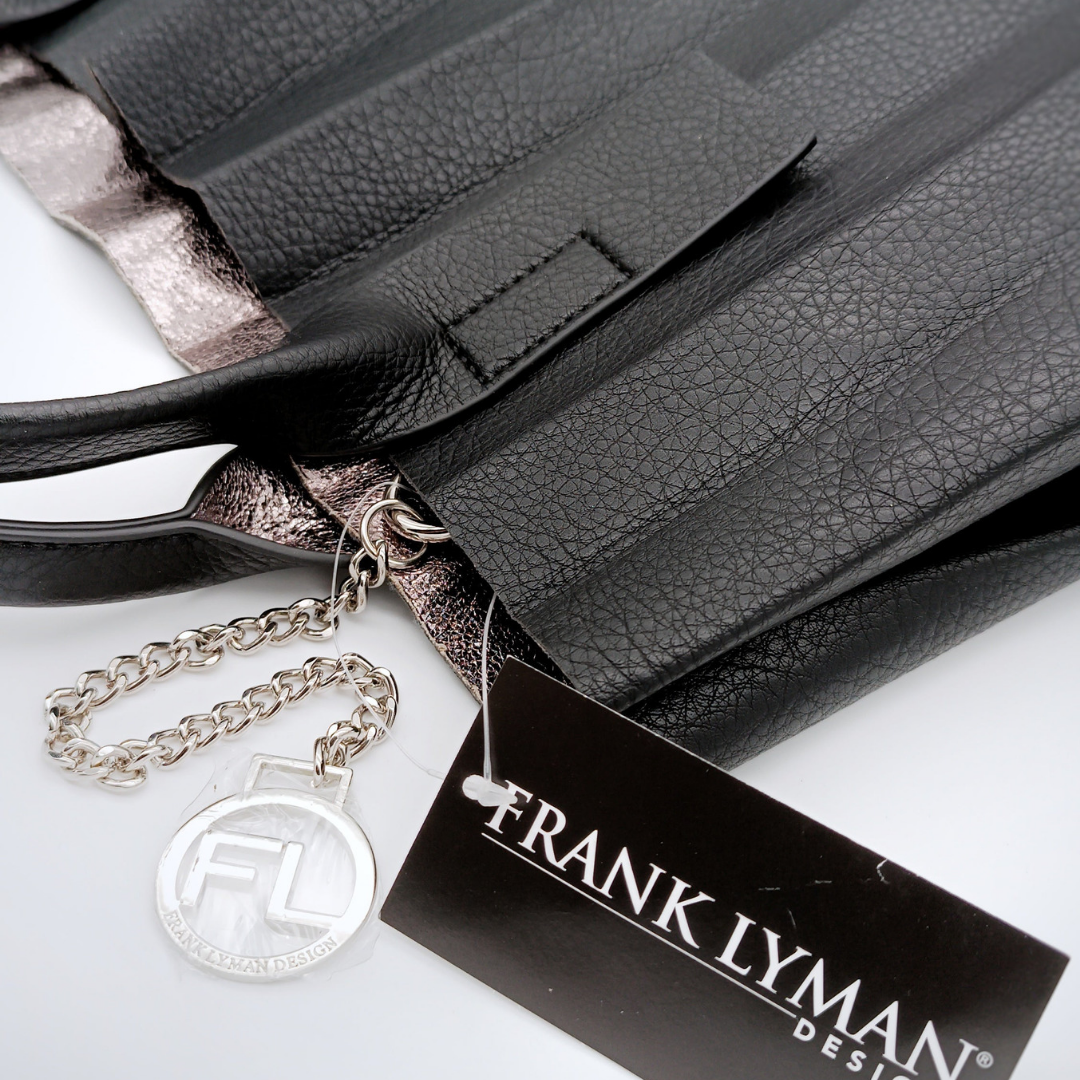 FRANK LYMAN Tasche Plissee, veganes Leder, schwarz, mit zusätzlicher Innentasche
