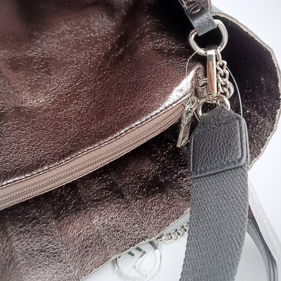 FRANK LYMAN Tasche Plissee, veganes Leder, schwarz, mit zusätzlicher Innentasche