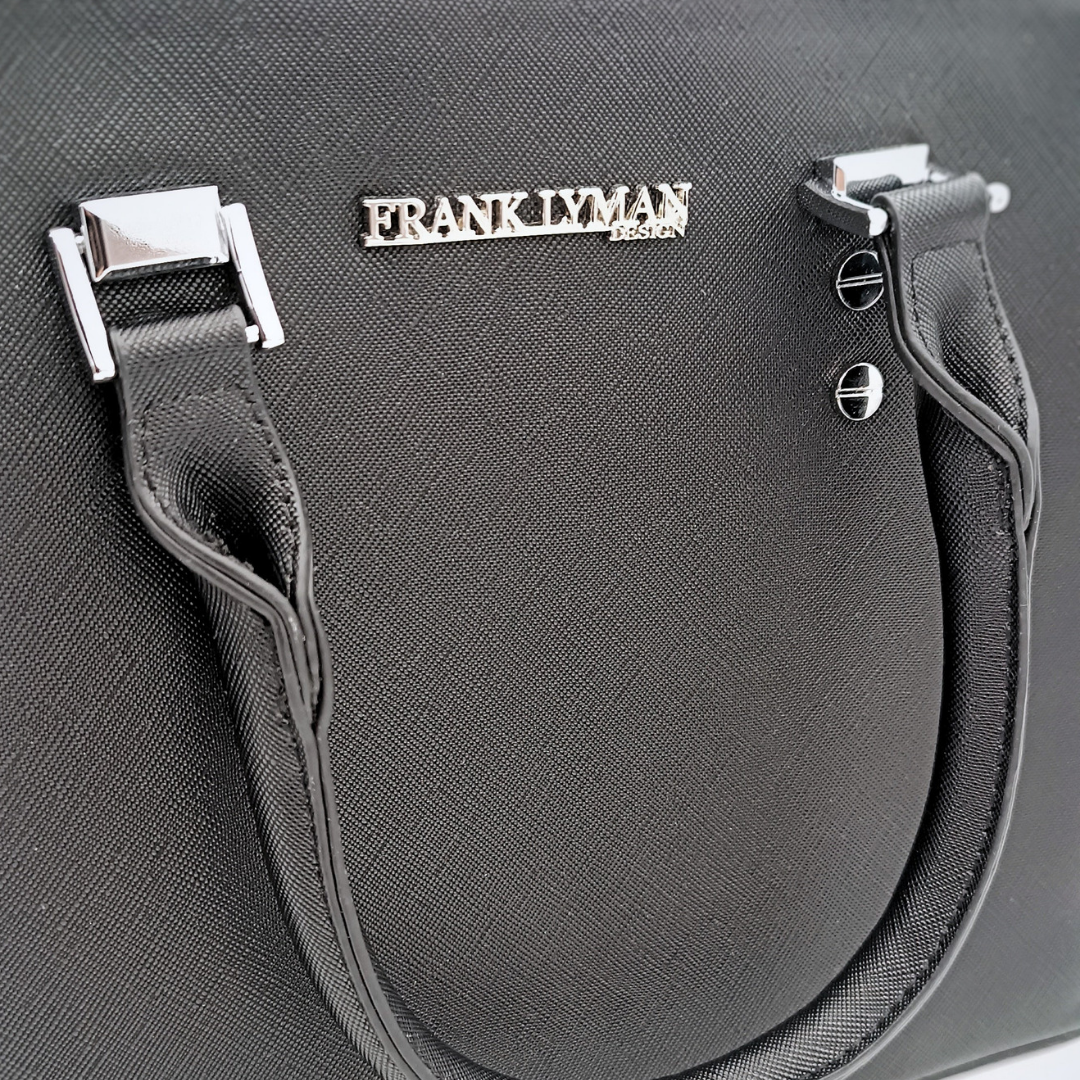 FRANK LYMAN Tasche, außen schwarz, innen Bordeaux, veganes Leder