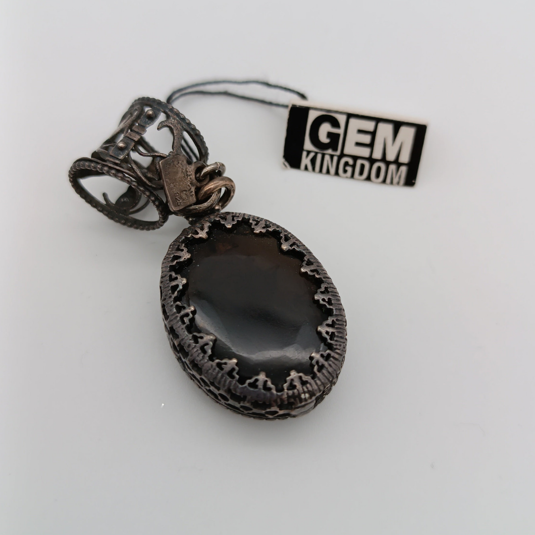 GEM KINGDOM Anhänger, schwarzer Stein in Fassung