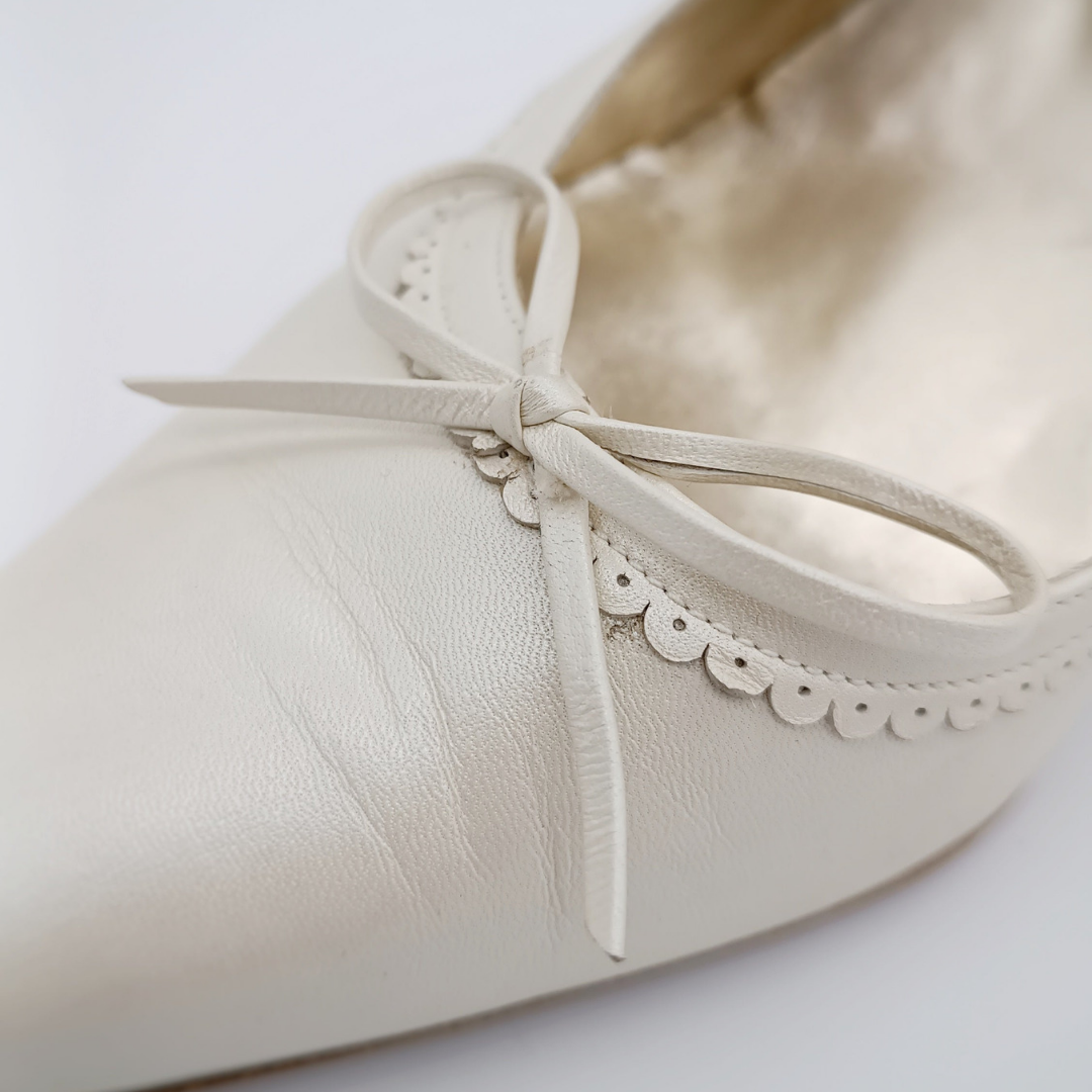 NINA FIARUCCI Pumps Leder, beige, mit Schleifchen, Größe 6,5