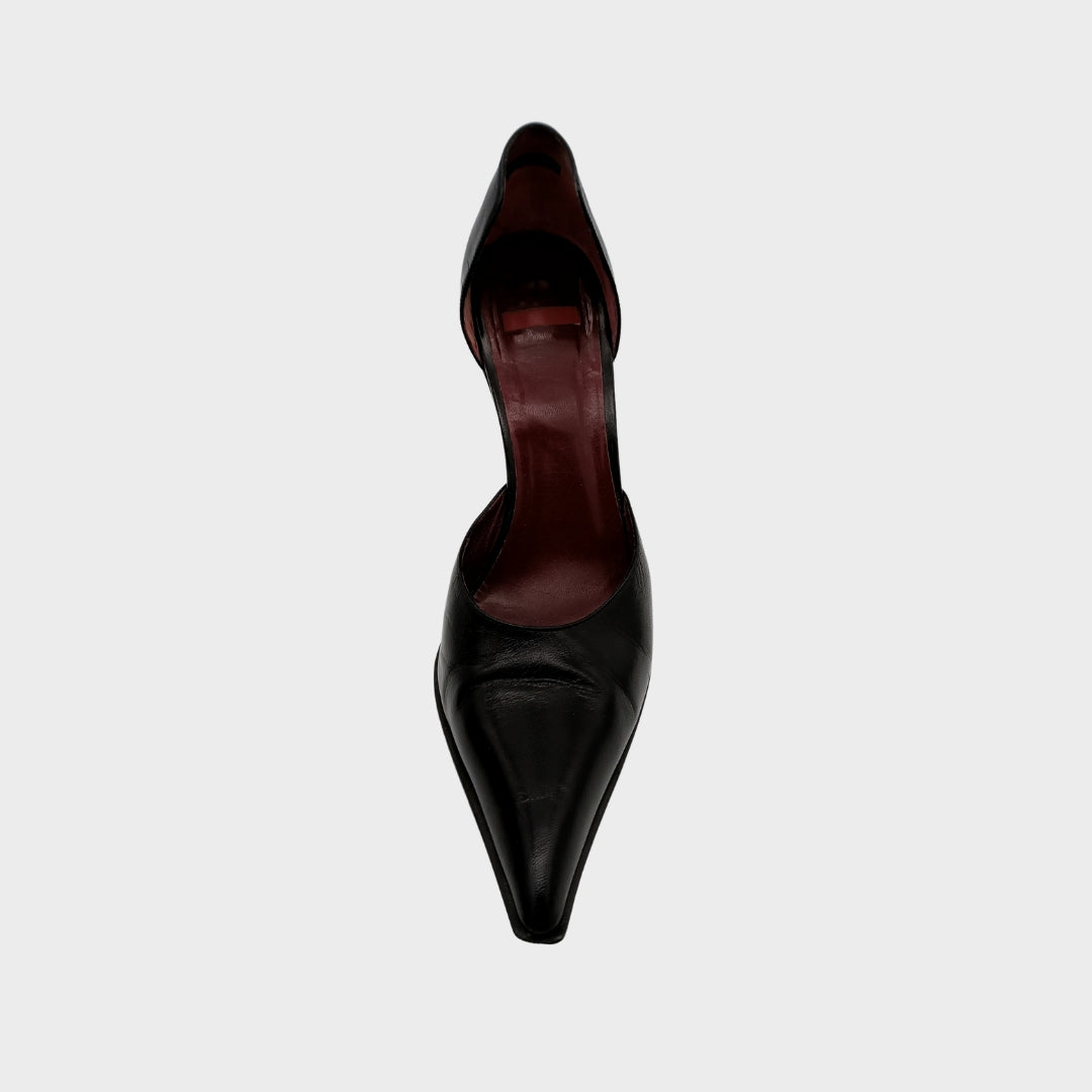 Pumps, schwarzes Leder, rotes Innenleder, Größe 40