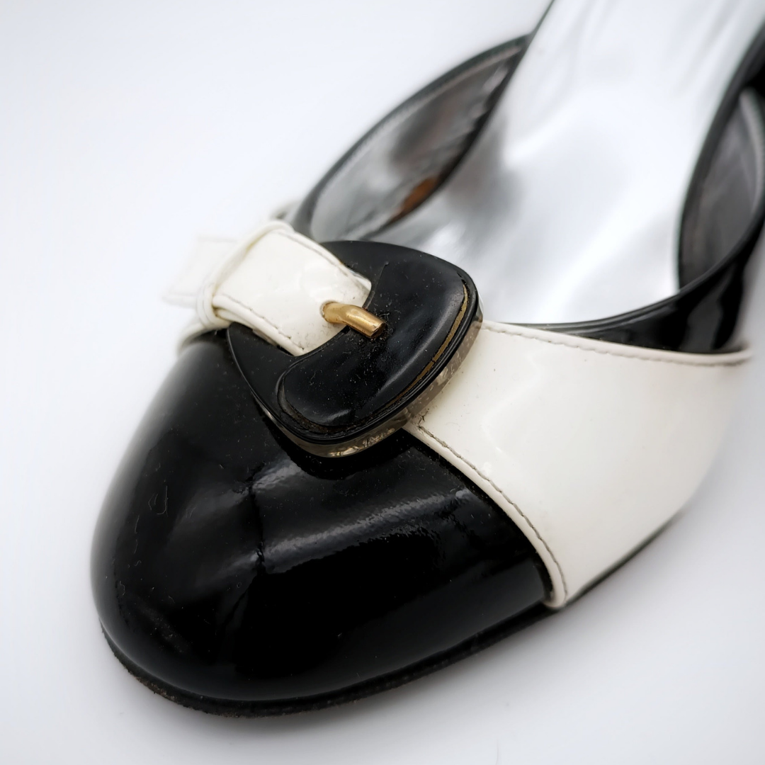 SANDRO VICARI Lackleder Pumps, beige/schwarz Größe 38,5