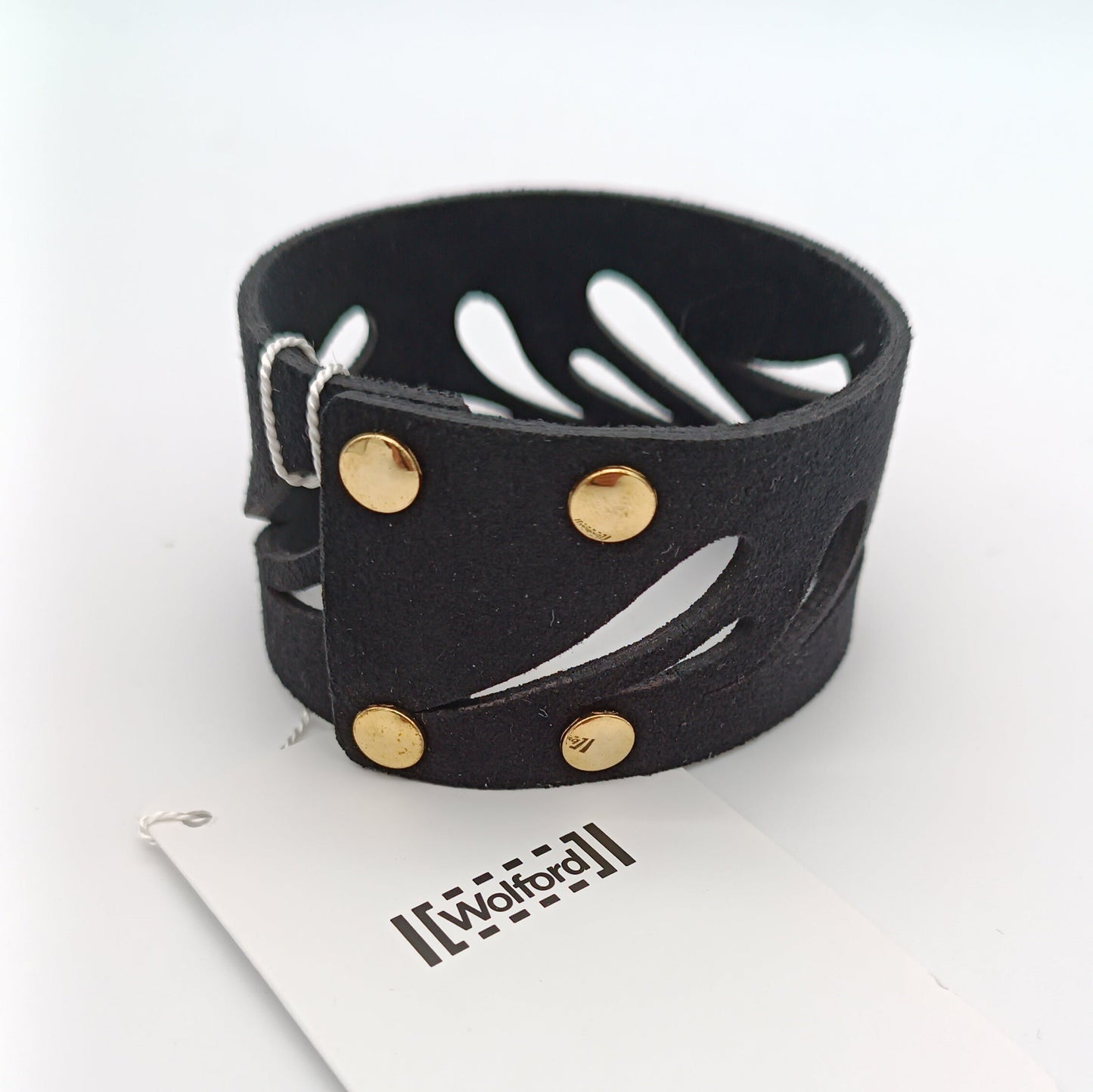 Wolford Armband mit goldenen Nieten und Stanzmuster schwarz