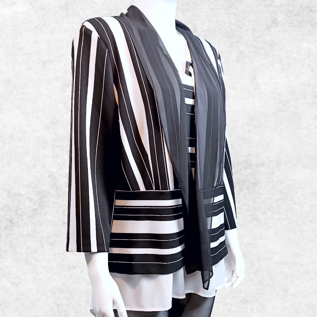 FRANK LYMAN Blazer/Jacke, gestreift, schwarz-weiss