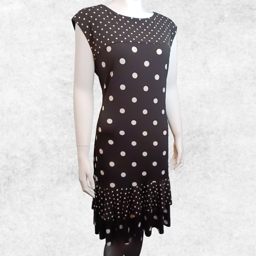 FRANK LYMAN Stufenkleid, Punkte, schwarz-weiss