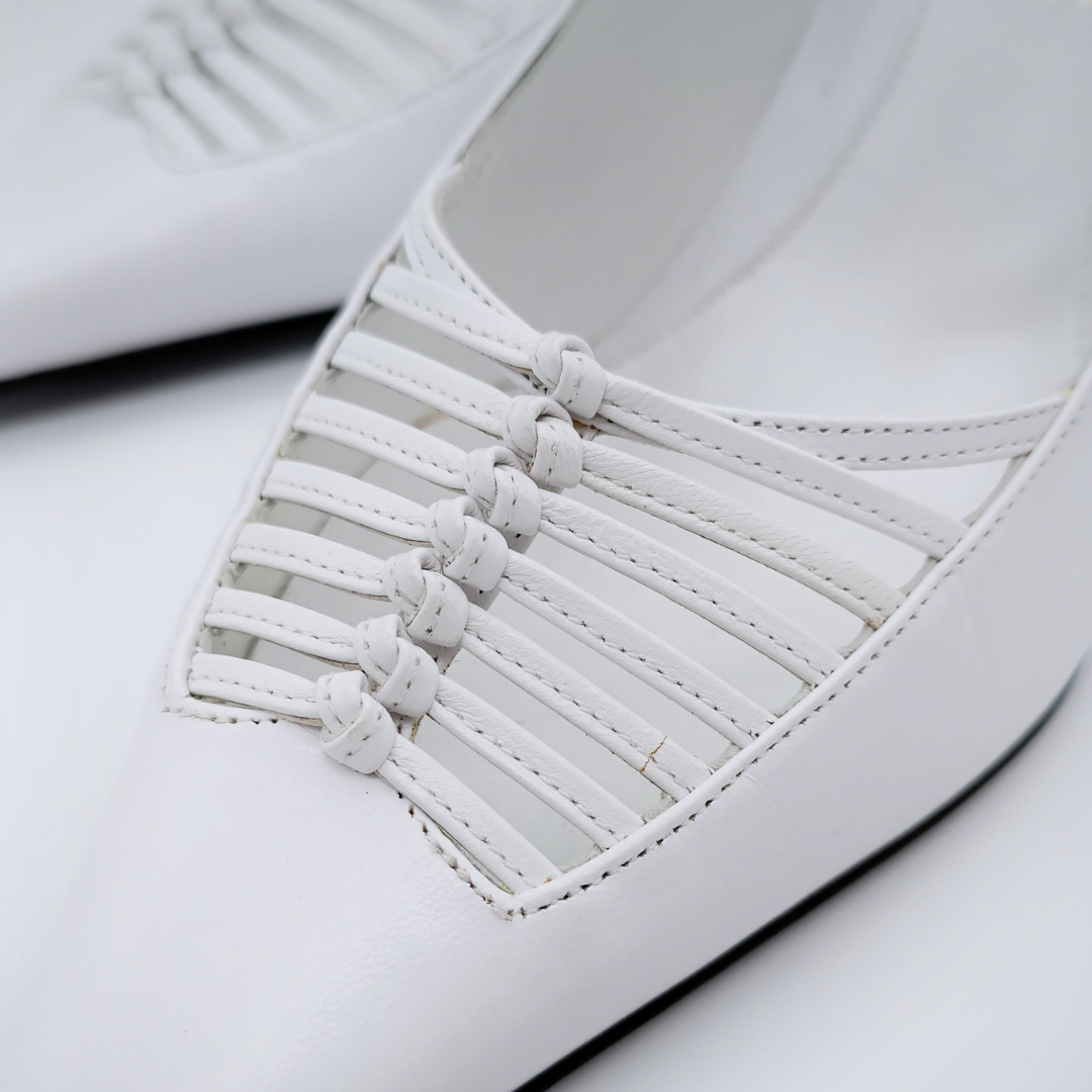 LINEA WALLYS Pumps, weiß, Leder, weißer Absatz, GR40