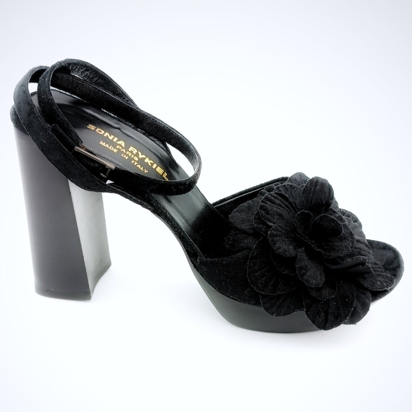 SONIA RYKIEL Designer Sandalette, Leder/Samt, schwarz, Größe 39