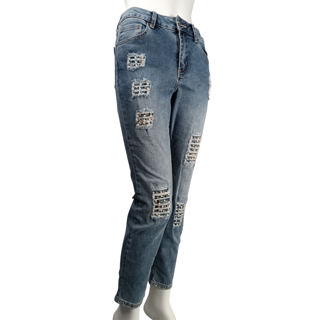 FRANK LYMAN Jeans mit Perlen