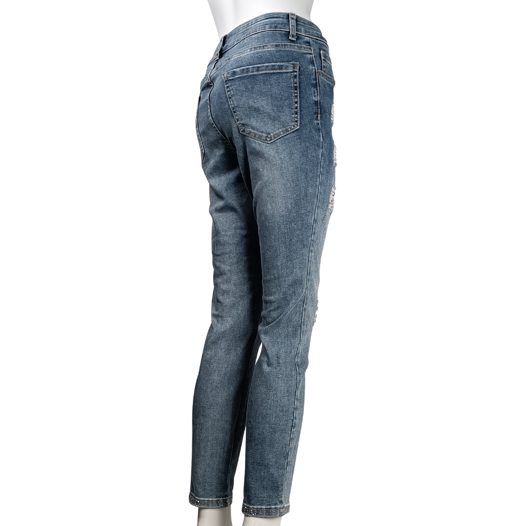 FRANK LYMAN Jeans mit Perlen
