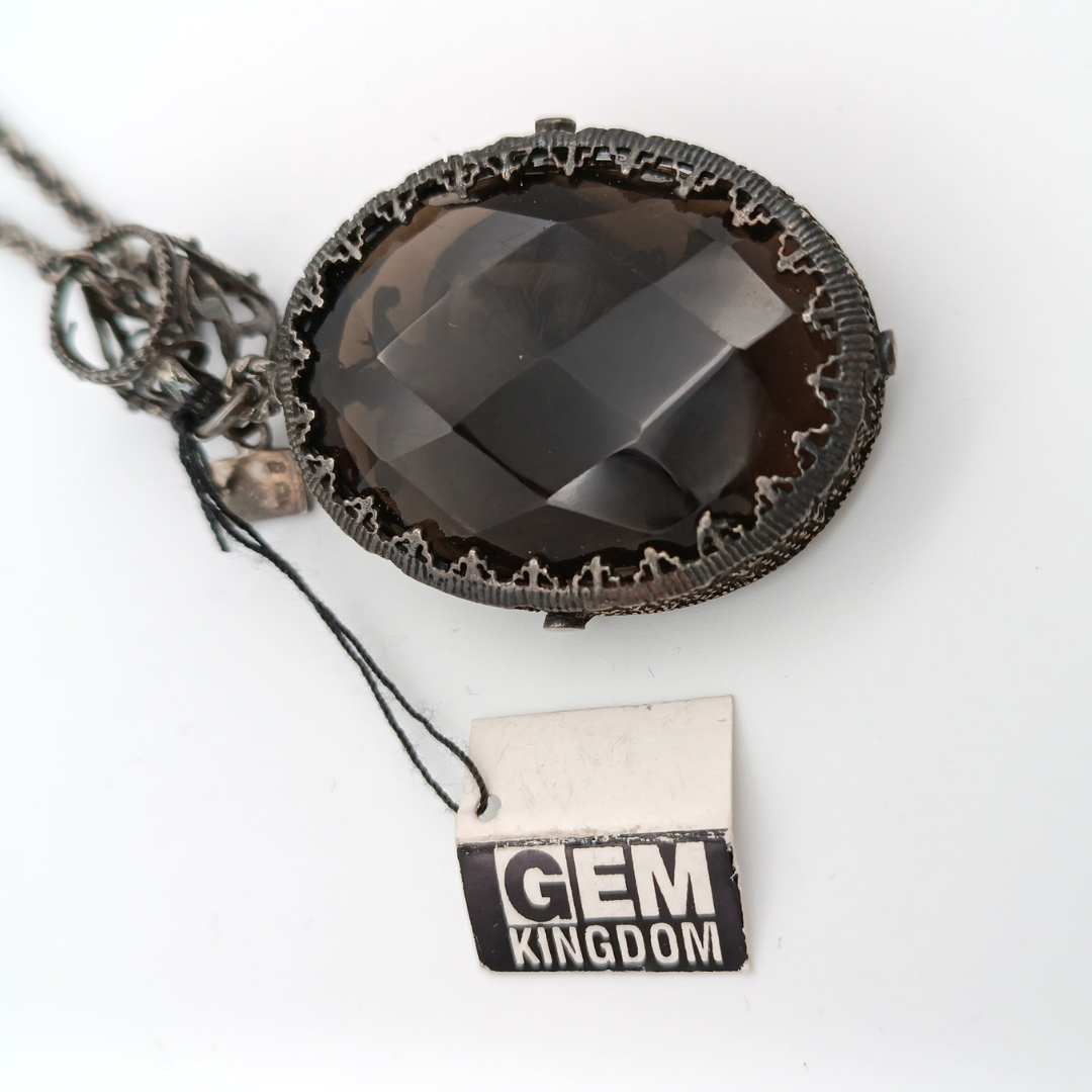 GEM KINGDOM Anhänger, Rauchquarz, silber, massiv