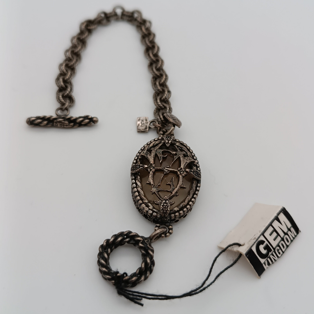 GEM KINGDOM Armband, Rosenquarz in Fassung
