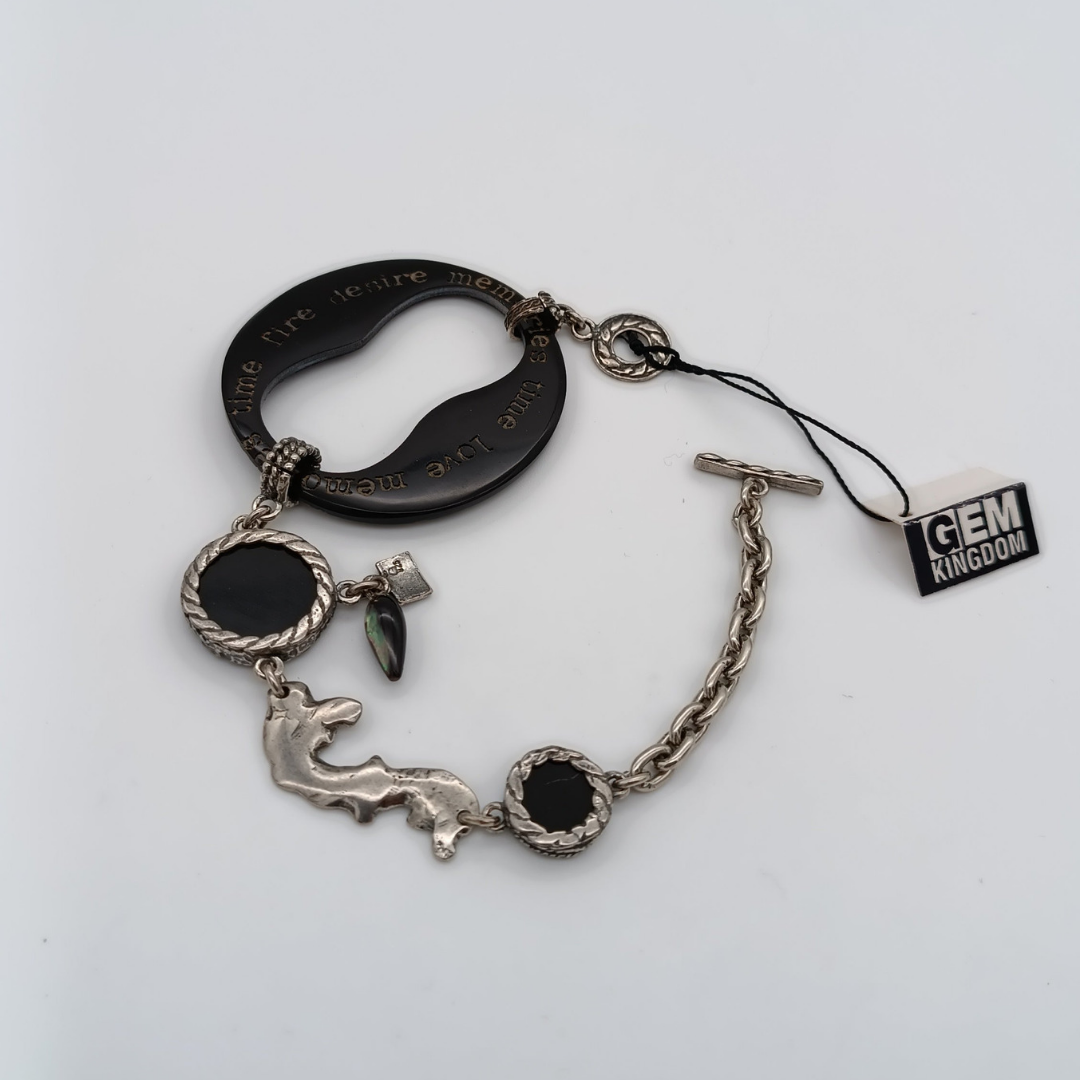 GEM KINGDOM Armband, silber-schwarz, mit verschiedenen Elementen