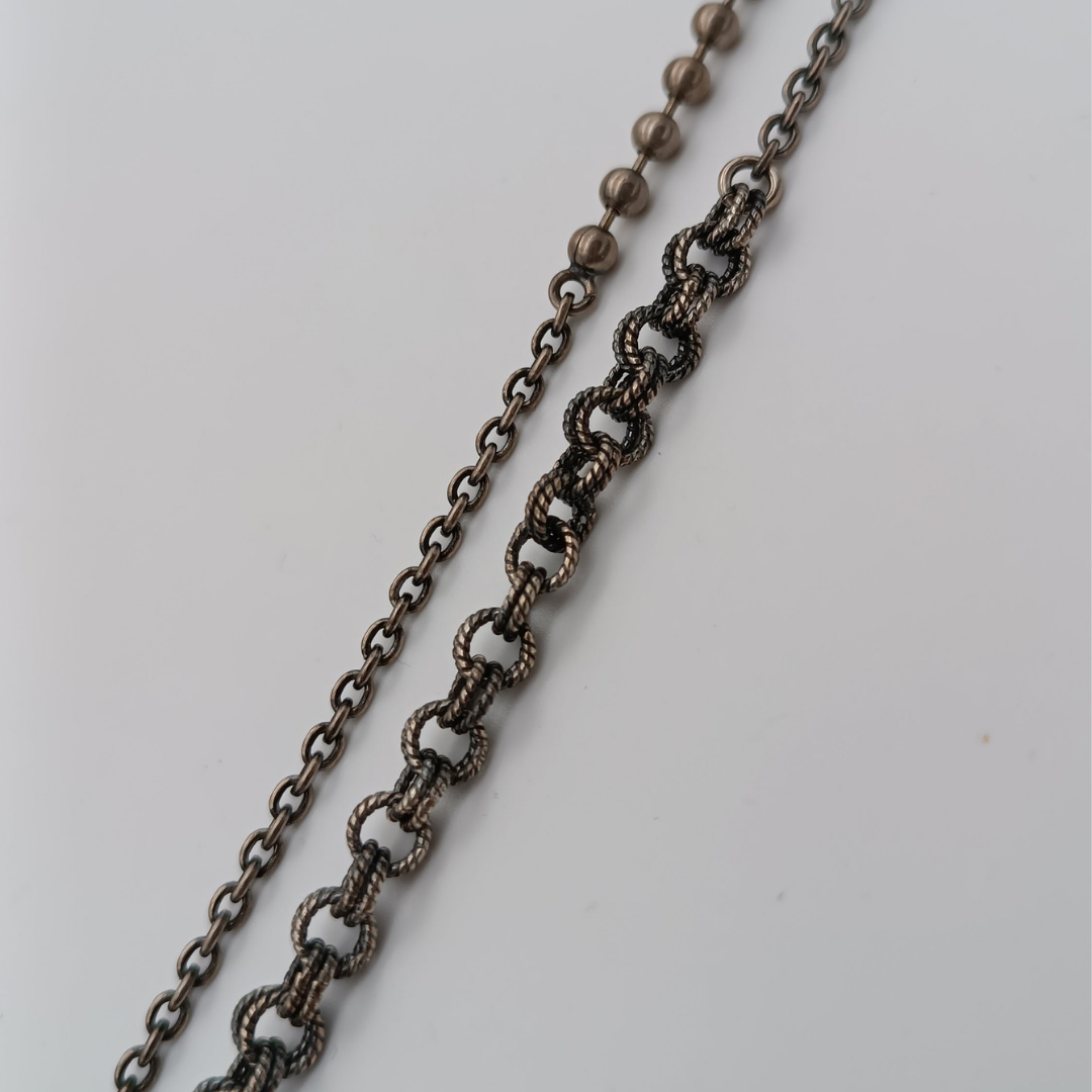 GEM KINGDOM lange Halskette, silber