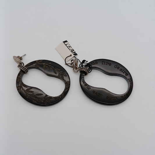 GEM KINGDOM Ohrstecker, silber, aus Horn, mit Aufdruck