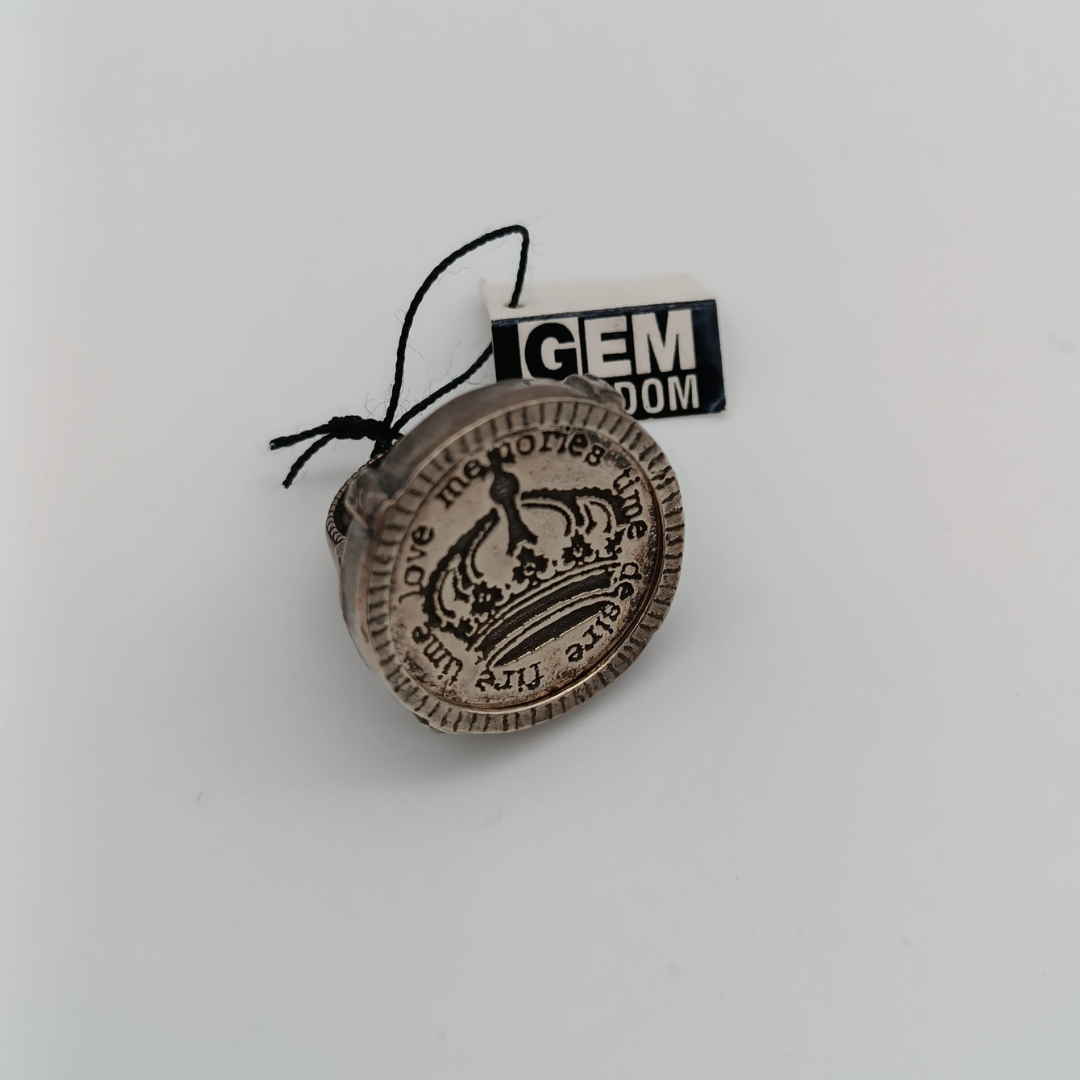 GEM KINGDOM Ring, Kronenlogo, Silber/Horn