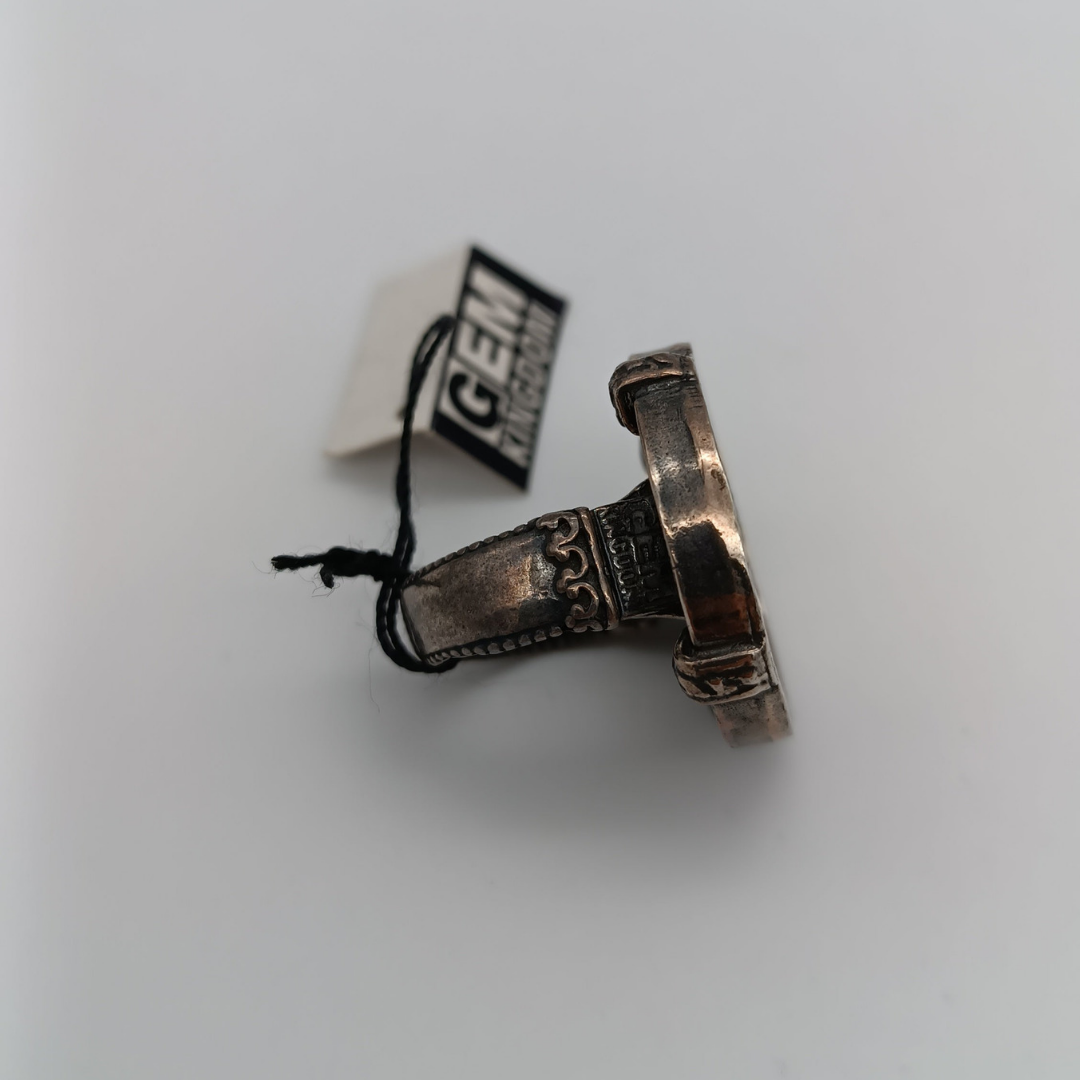 GEM KINGDOM Ring, Kronenlogo, Silber/Horn