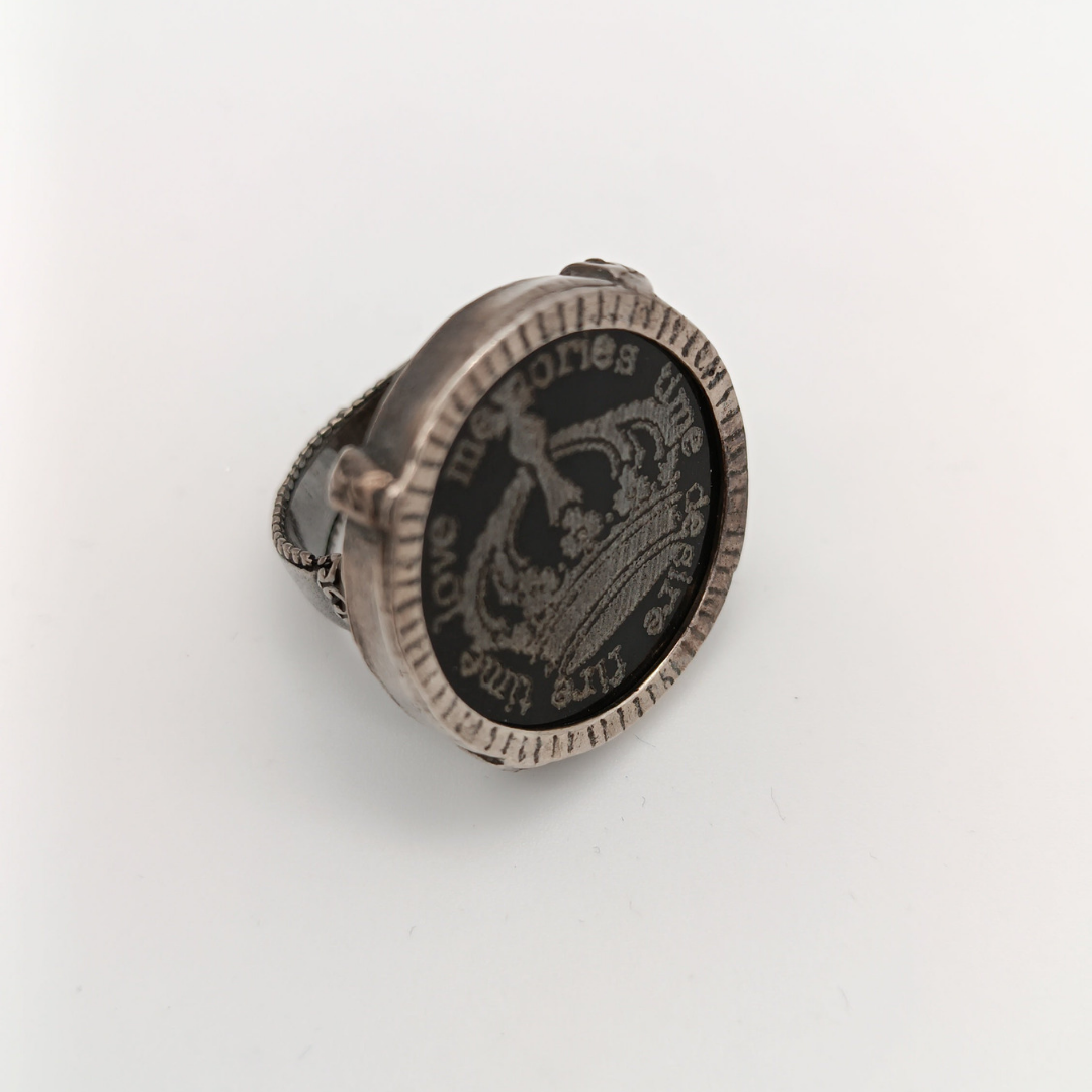 GEM KINGDOM Ring, Kronenlogo, Silber/Horn