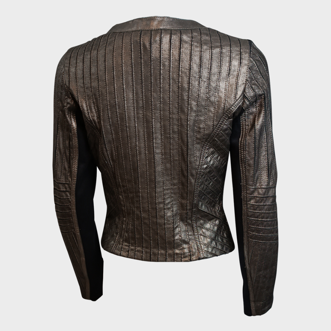 MILESTONE Lederjacke, Metallic, Anthrazit mit elastischen Armeinsatz
