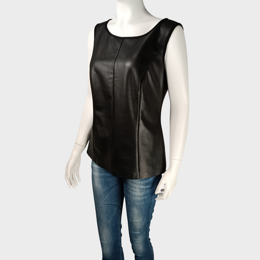 MINX Oberteil aus veganem Leder, elastisch, schwarz, waschbar