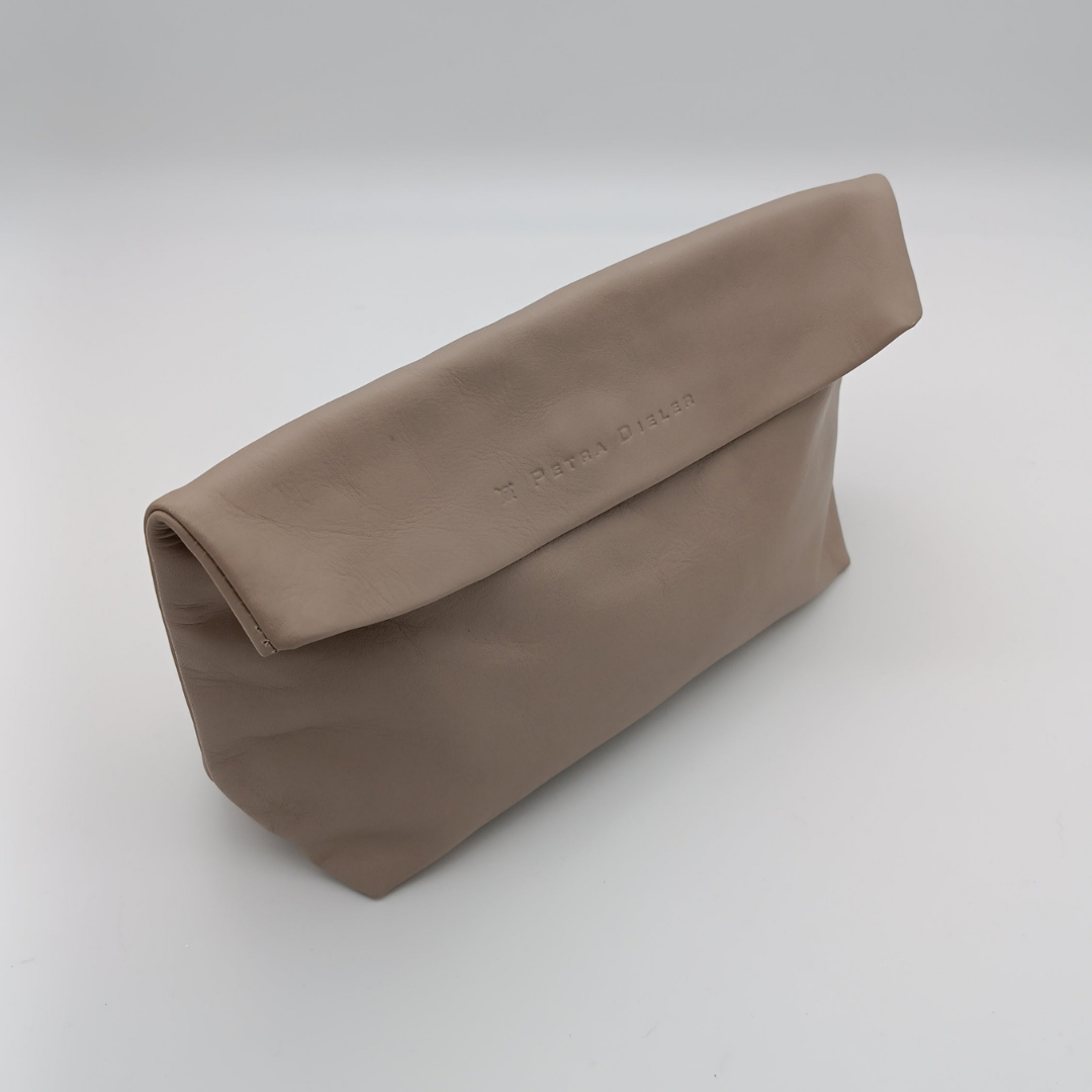 Petra Dieler Schminktasche, Clutch, taupe, Leder