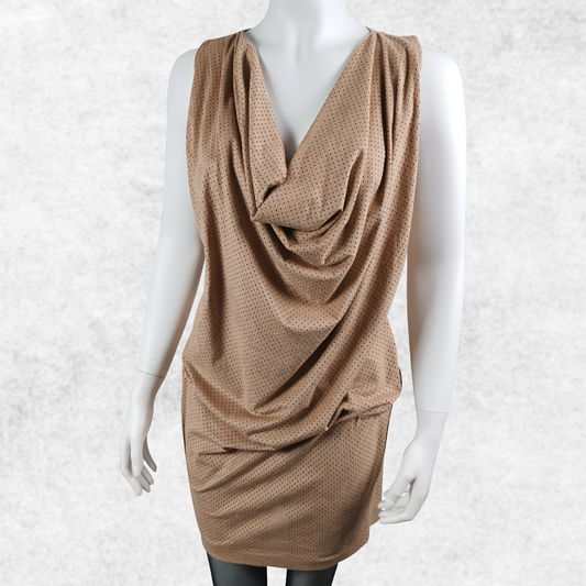 ANA ALCAZAR Kleid, hellbraun, Mikro-Stanzung, Waschleder