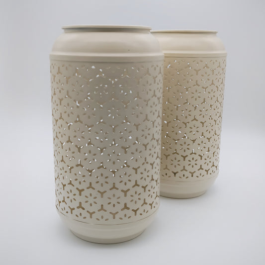 Kerzenvase - Dekovase Crémeweiß, Aluminium