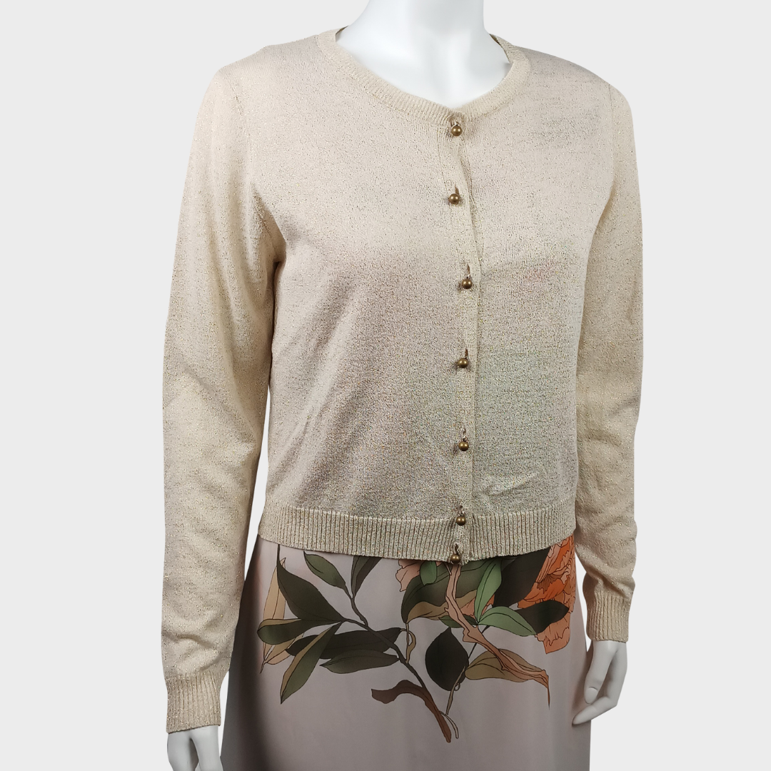 La Feé Maraboutée Strickjacke, Goldstaub, mit Perlenknöpfen