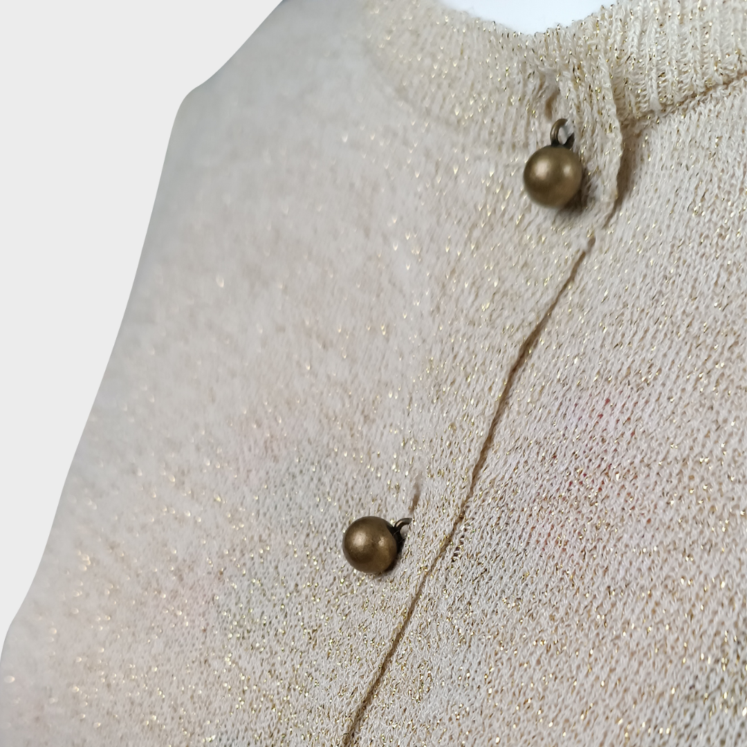 La Feé Maraboutée Strickjacke, Goldstaub, mit Perlenknöpfen