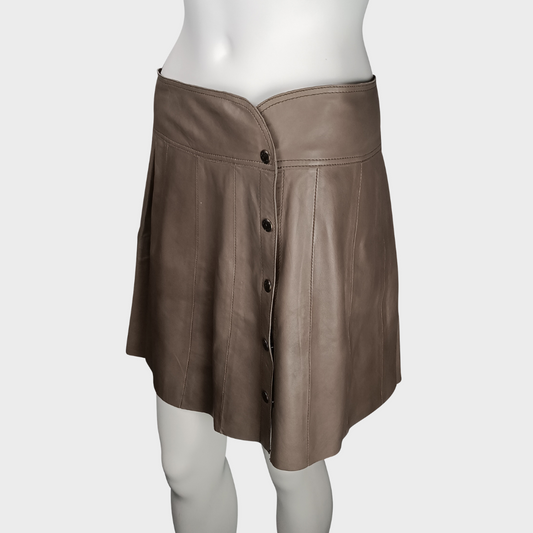 Lederrock mit Knöpfen, taupe
