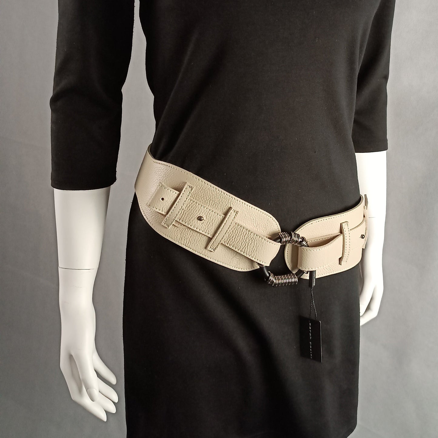 SARAH PACINI Ledergürtel, breit, beige