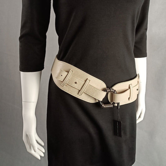 SARAH PACINI Ledergürtel, breit, beige